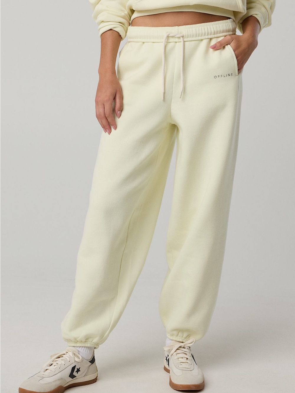 OFFLINE By Aerie Cloud Fleece Baggy Jogger in green beam (coordinated set)